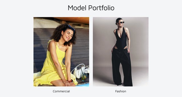 Startseite von janasimons.de mit Model Portfolio, Commercial und Fashion