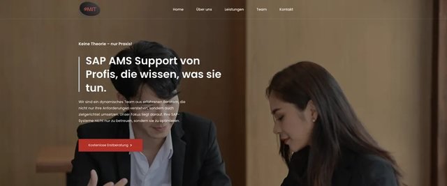 Startseite von mit-ams.de mit Hero-Bild und Beratungsangebot